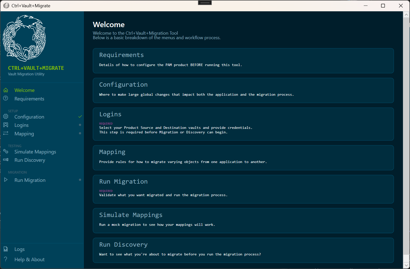 Ctrl+Vault+Migrate application screenshot